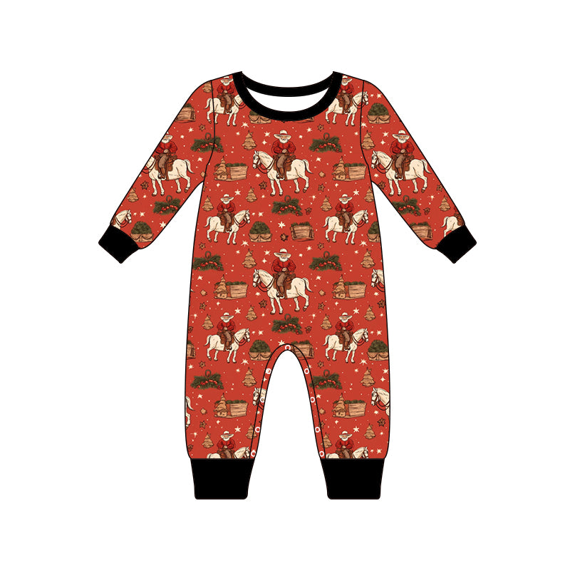 6.22 custom each style moq 5eta 4-6 week Sibling Sister Christmas riding horse baby girls outfits and romper match family design