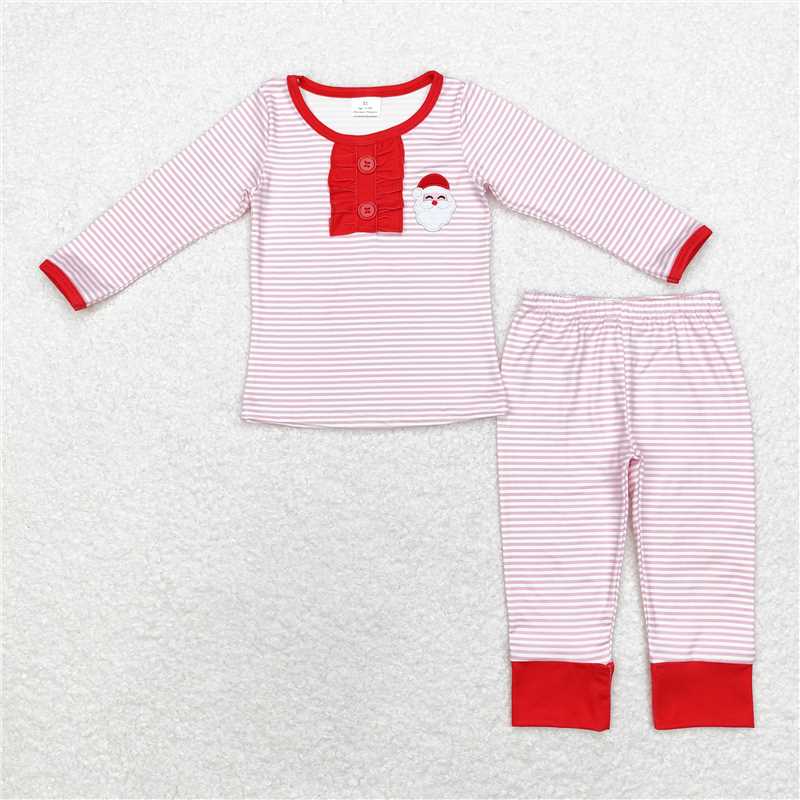 RTS NO MOQ(In Stock) GLP1529 Embroidered Christmas Long Sleeve Pants Set