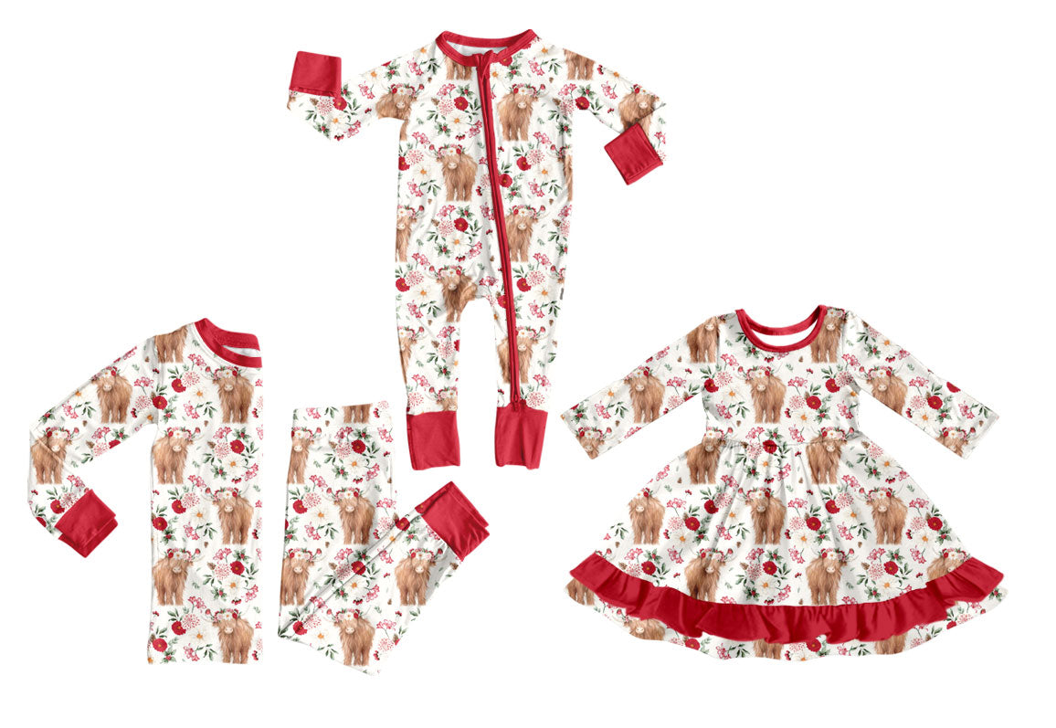 25.10.28 custom each style moq 5 eta 6-8week Sibling Sisters alpine floral baby girl long sleeve pants sets and dress and rompers match family design