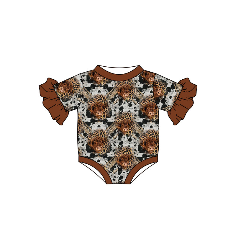 6.10 custom each style moq 5eta 4-6week alpine brown baby girls clothes short sleeve romper