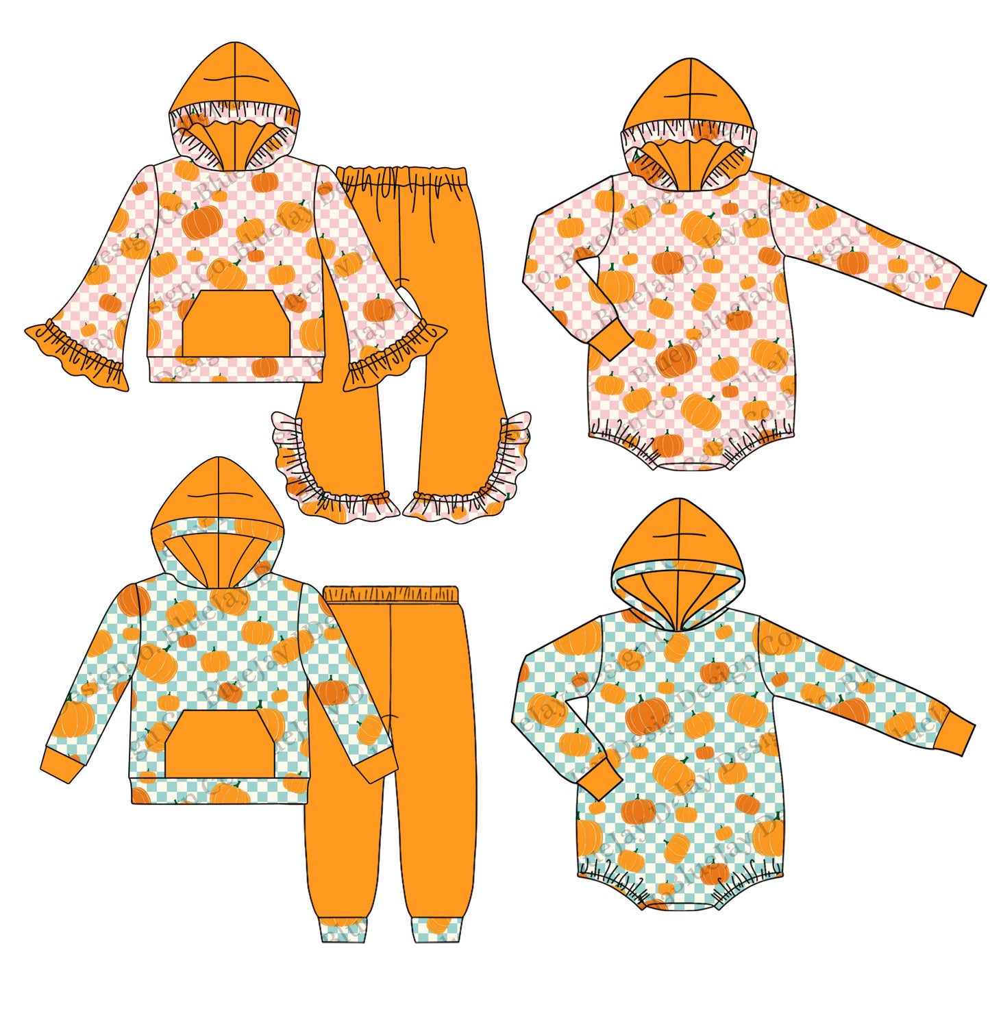25.8.13 custom each style moq 5 eta 4-6week Sibling Sisters pumpkin baby girl long sleeve pants sets 1 and sets 2 and romper 1 and romper 2 match family design