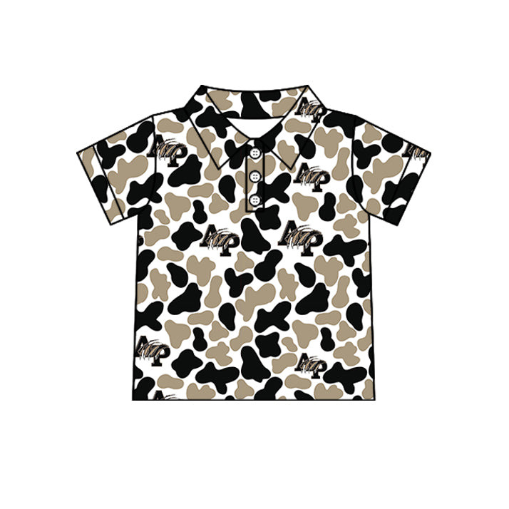 Custom moq 5 mix size summer teams Baby Boys Camo Button Short Sleeve Polo Shirt