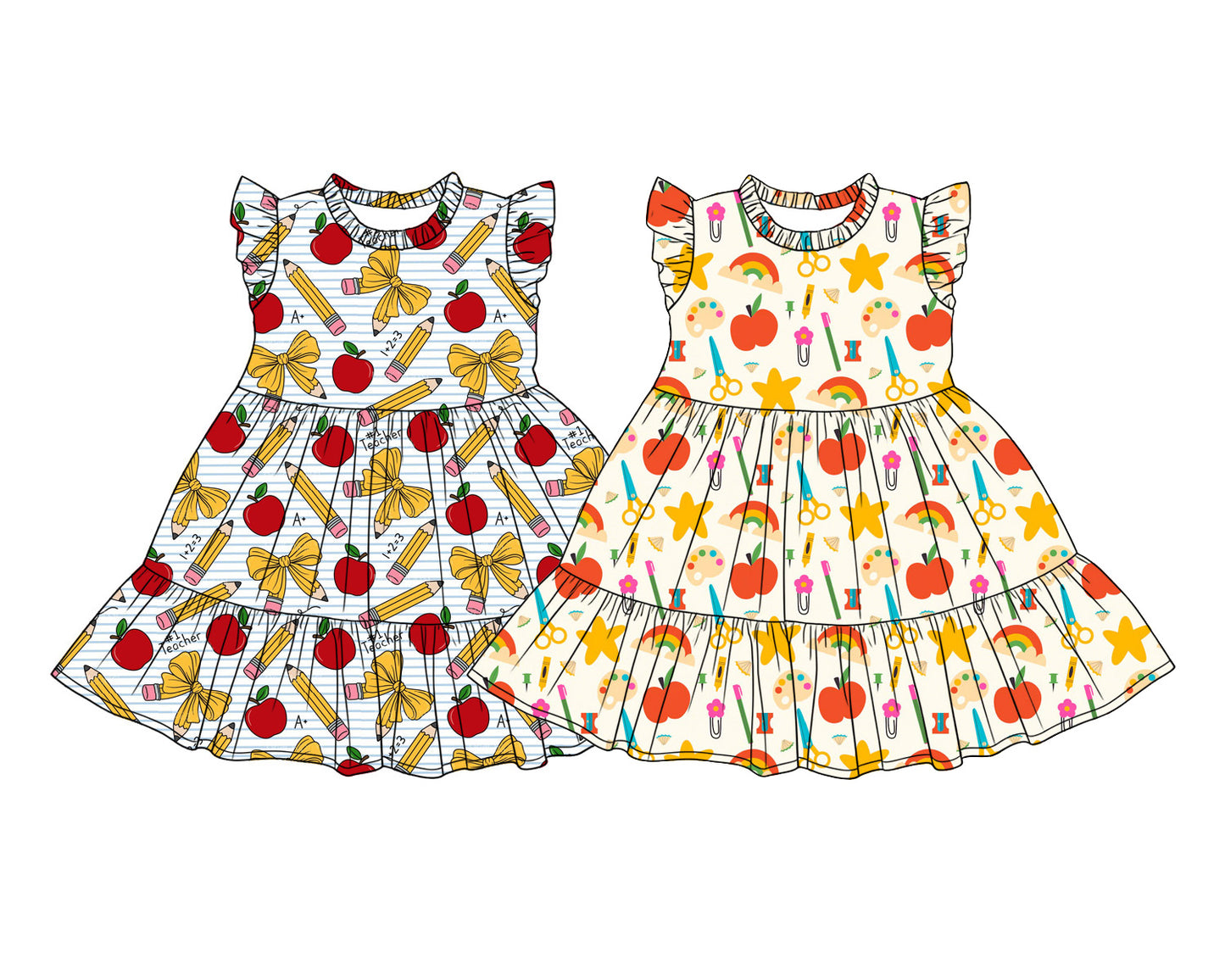 26.1.22 custom each style moq 5 eta 6-8week Sibling Sister apple baby short sleeve dresses 2 match design