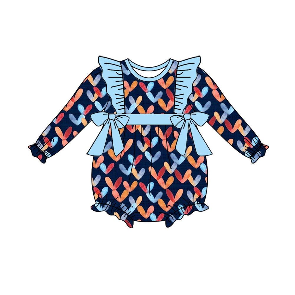 5.29 custom each style moq 5eta 4-5week Sibling Sister love blue baby girls outfits dress and baby romper match family design