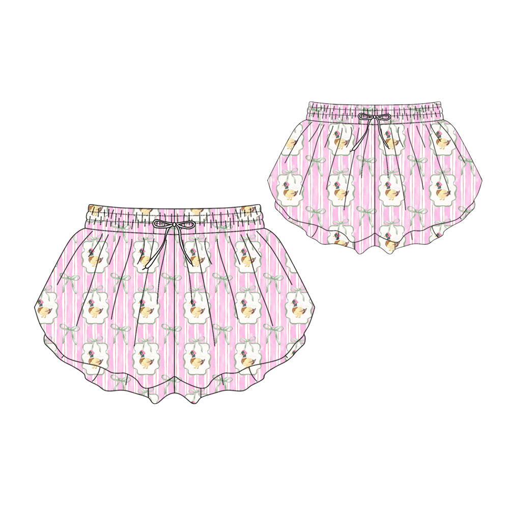 26.1.16 custom each style moq 5eta 4-6week Sibling Sister bow duck adult clothes and kids shorts and adult shorts match design