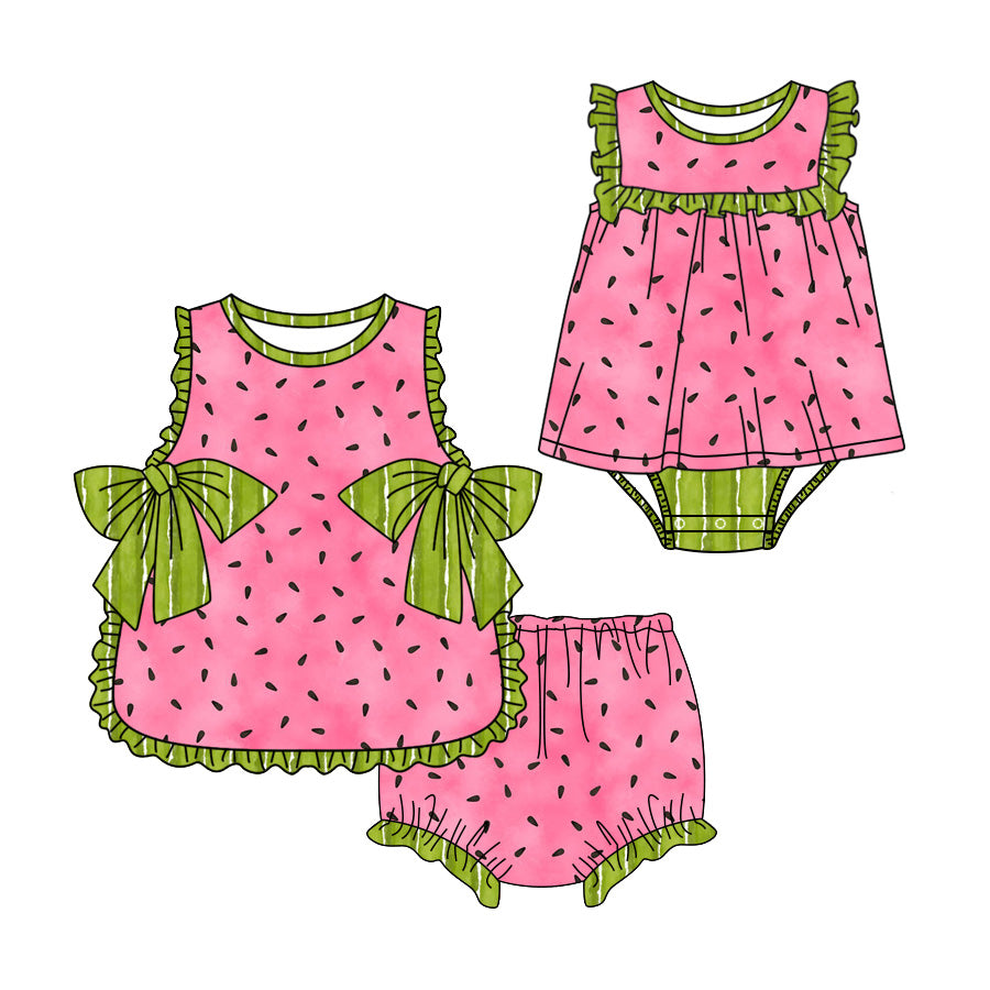 3.28 Custom moq 5 mix size Sibling Baby Girl's Sleeveless Top Bummie Sets Cute Romper for Summer