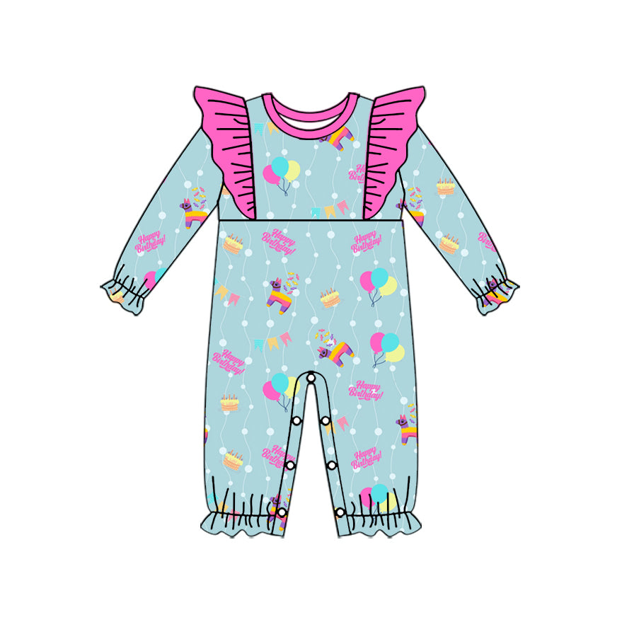 9.3 custom each style moq 5eta 4-6week Sibling Sister happy birthday baby girls sets and rompers match family design