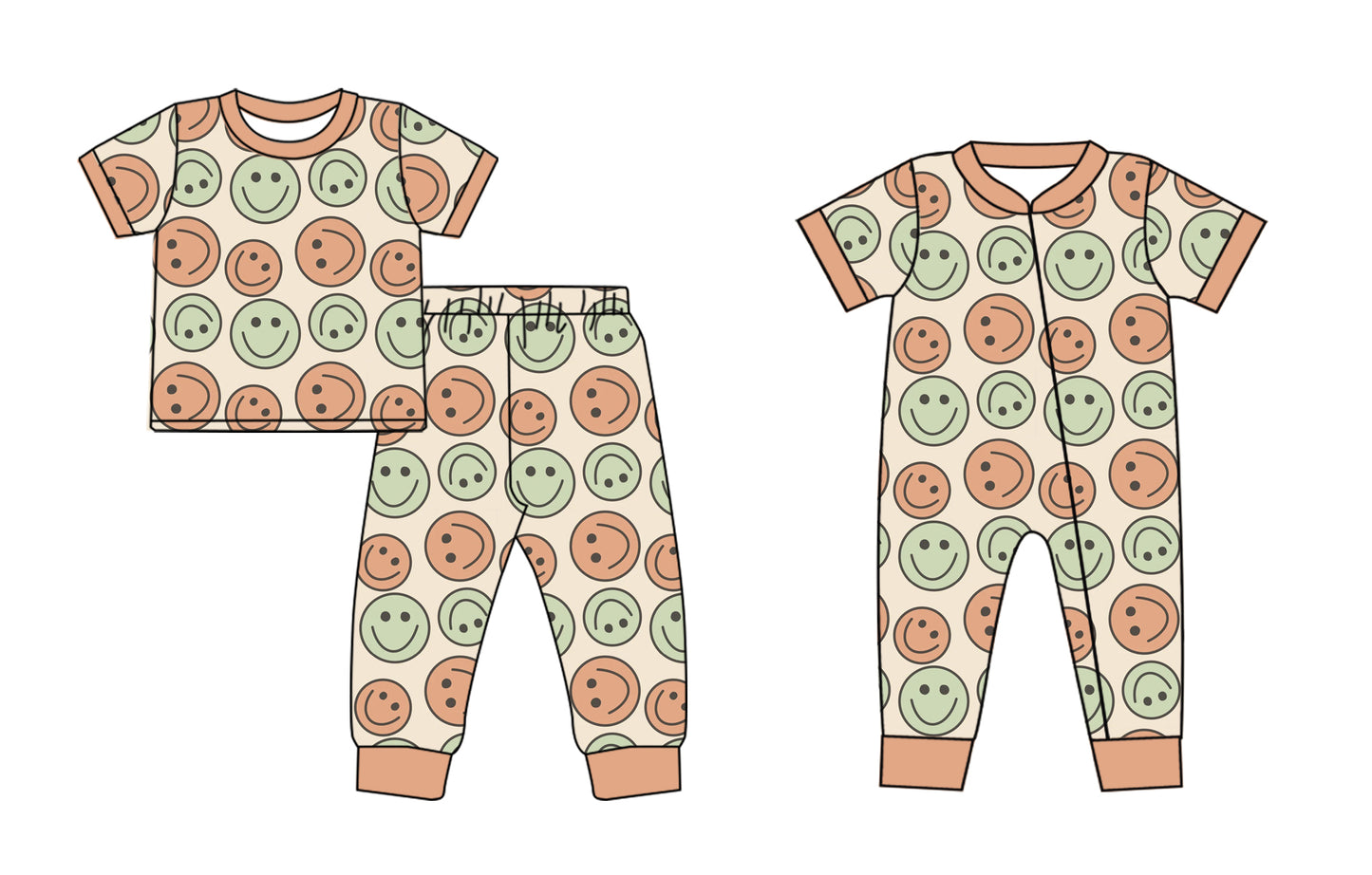 11.13 custom each style moq 5eta 4-6week Sibling Sister smiley baby girls short sleeve sets and rompers match design