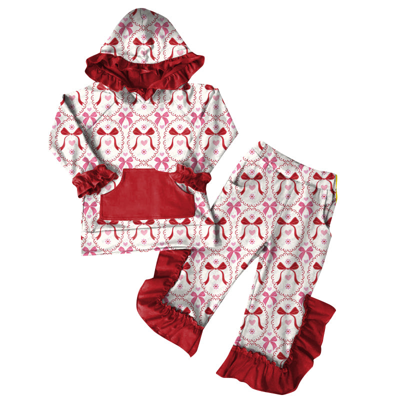 25.10.17 custom each style moq 5 eta 6-8week Sibling Sisters baby girl hooded long sleeve pants sets 6 match family design