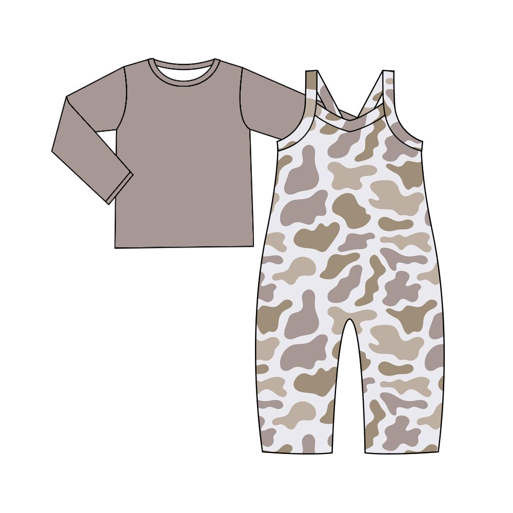 9.12 custom each style moq 5eta 4-6week baby boy clothes camouflage long sleeve suspender pants sets