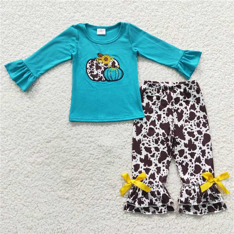 RTS Embroidered Pumpkin Halloween Leopard Brown Leopard Gemstone Color Matching Set