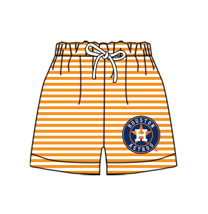 Custom moq 5 mix size milk silk summer teams Baby Orange Striped Drawstring Shorts for Children Elastic Waist Kids Summer Shorts