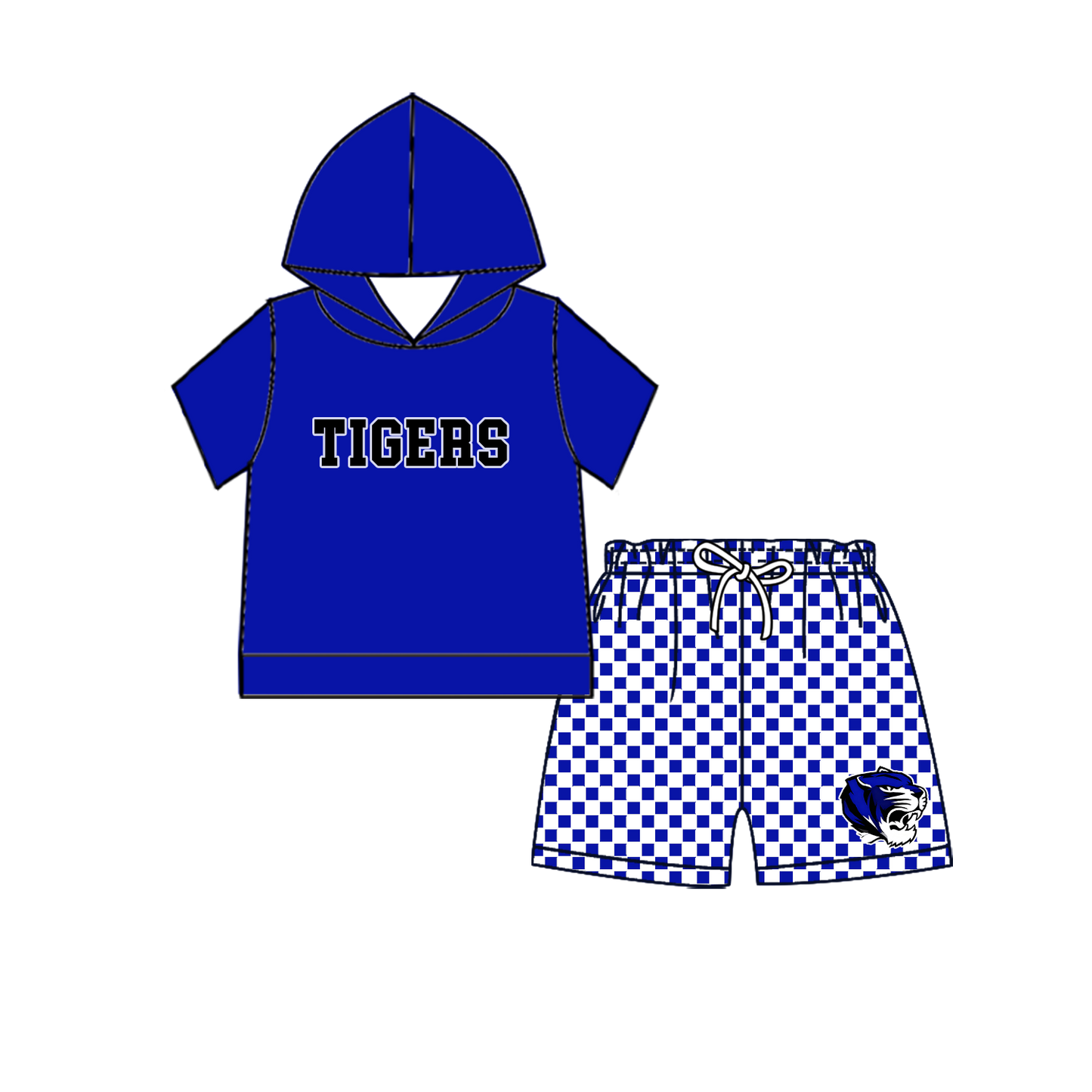 custom moq 5 mix size MSD070606 Baby Kids Short Sleeve Hooded Top And Elastic Waist Shorts Clothes Set
