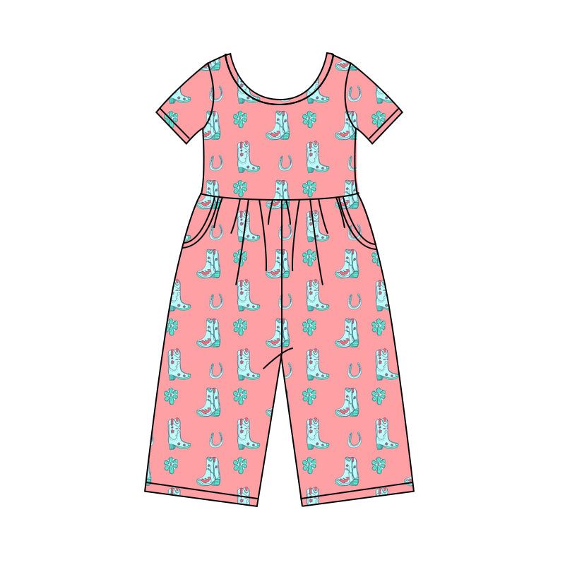 10.11 custom each style moq 5eta 4-6week baby girls clothes boots pinks short sleeve jumpsuit