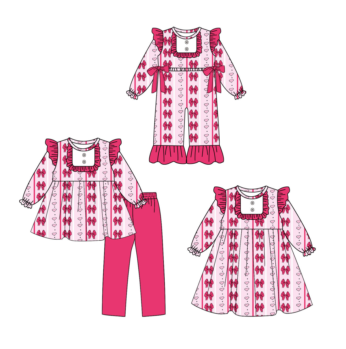 25.10.29 custom each style moq 5 eta 6-8week Sibling Sisters bow baby girl long sleeve pants sets and dress and rompers match family design