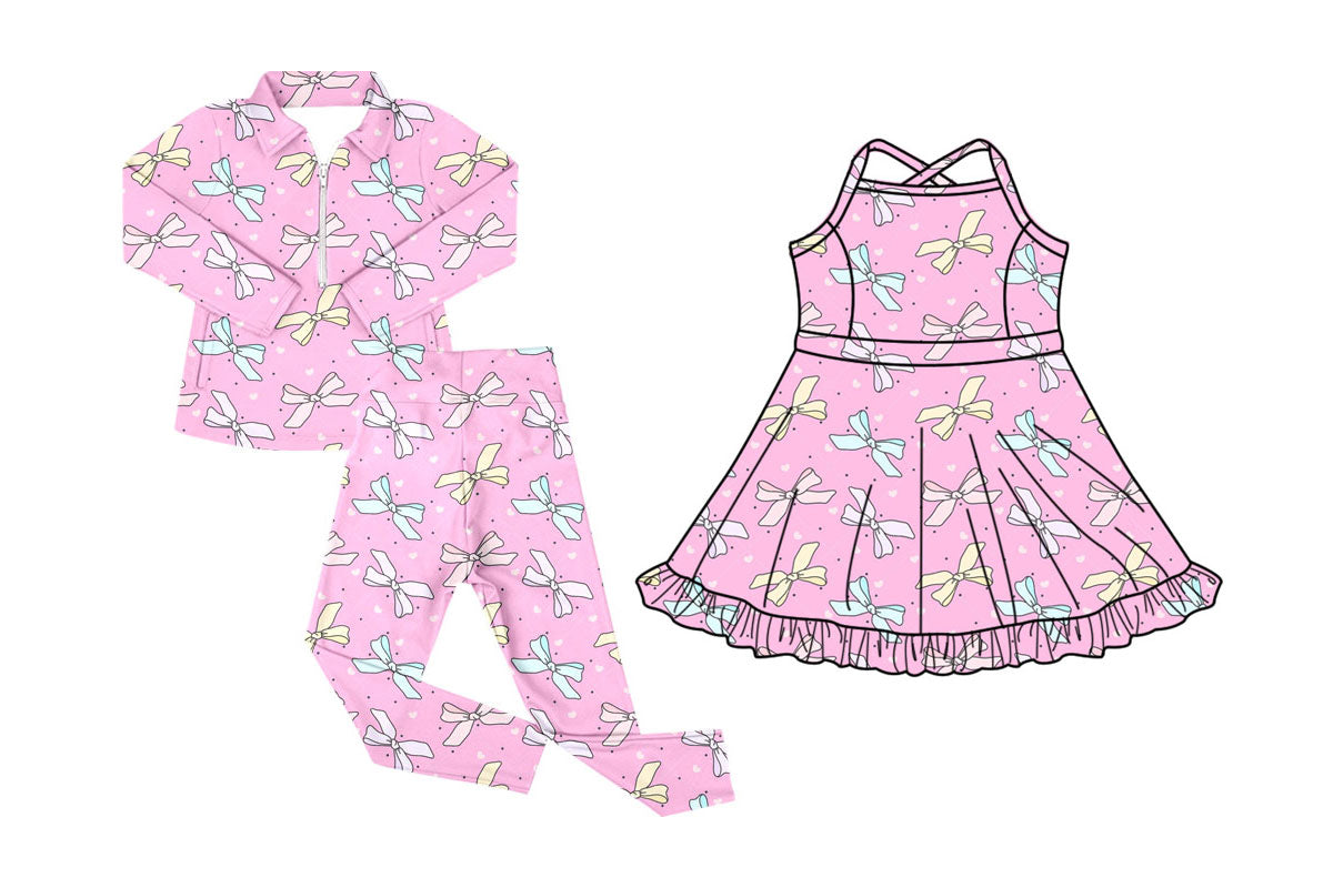 25.9.6 custom each style moq 5eta 4-6week Sibling Sisters bow baby girl long sleeve pants sets and dress match family design