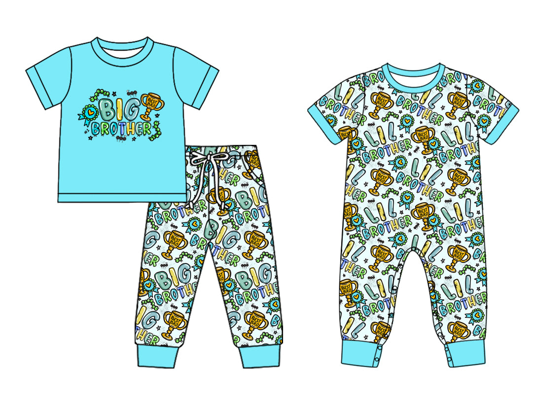 25.11.4 custom each style moq 5 eta 6-8week Sibling Sisters BIG BROTHER baby boy clothes short sleeve pants sets and romper match family design