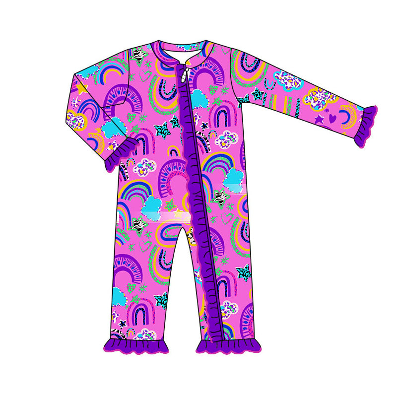 8.14 custom each style moq 5eta 4-6week Sibling Sister rainbow colorful baby girl sets and dress and rompers match family design