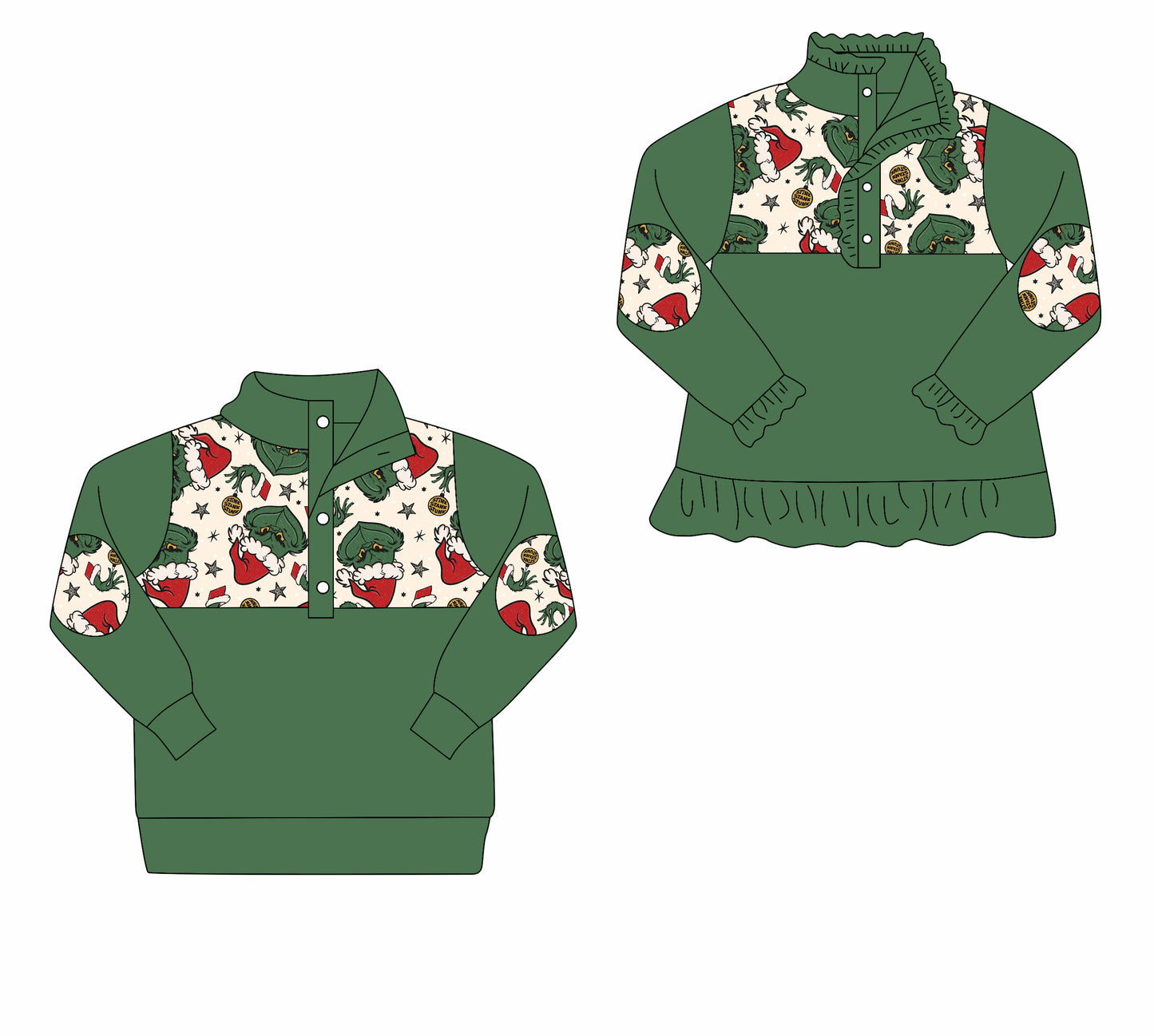 25.8.21 custom each style moq 5eta 4-6week Sibling Sister Christmas green baby boy long sleeve top 2