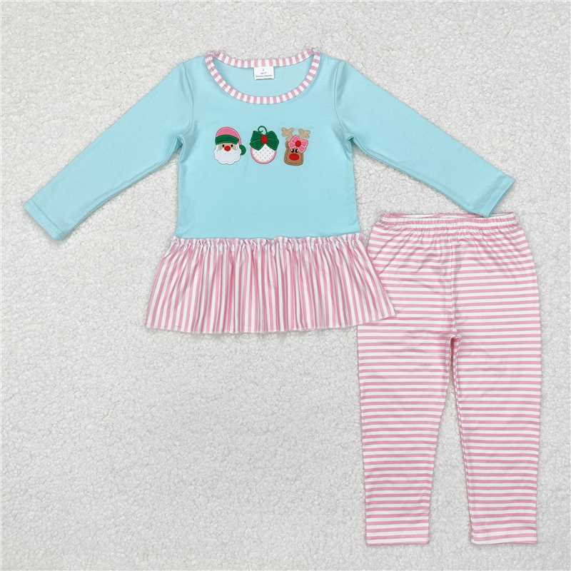 RTS NO MOQ(In Stock) GLP1770 Embroidered Christmas Long Sleeve Pants Set