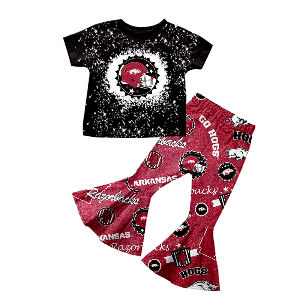 baby girl clothes team black top brick red pants toddler girl summer outfit