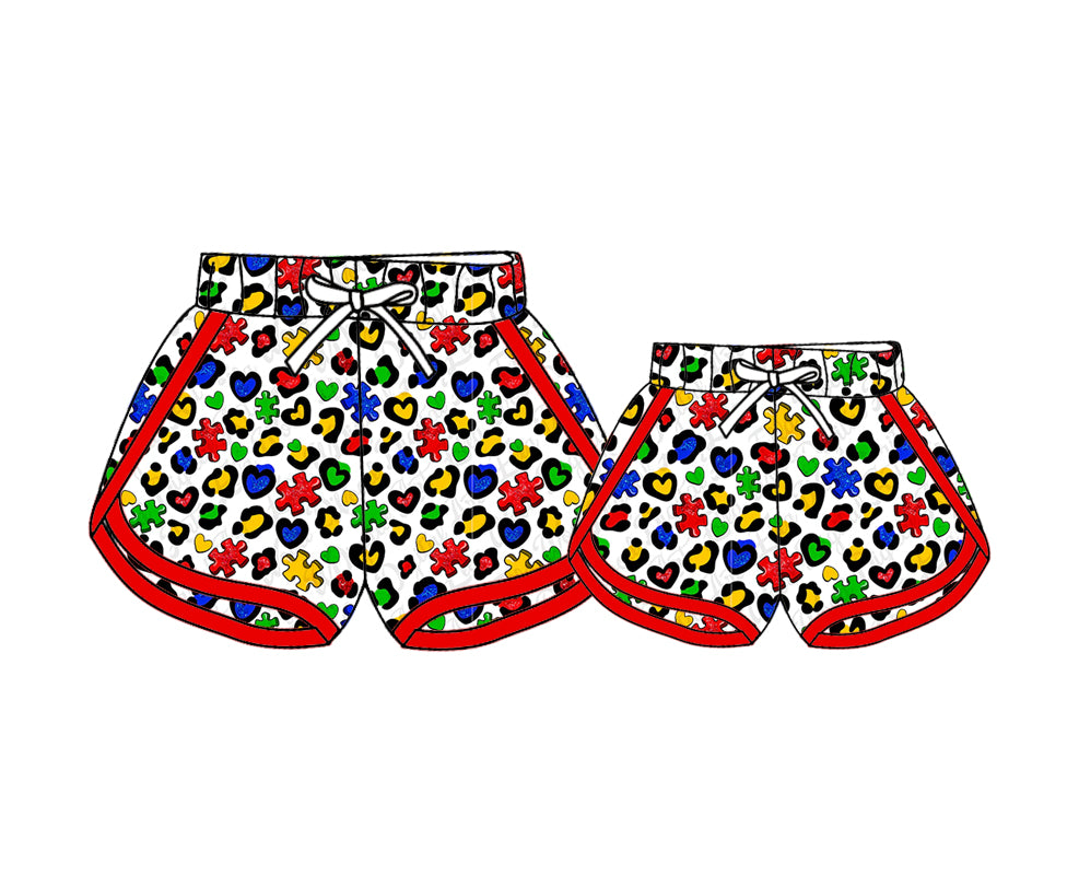 25.11.17 custom each style moq 5 eta 6-8 week Sibling Sister leopard baby kids clothes summer shorts and adult shorts match design