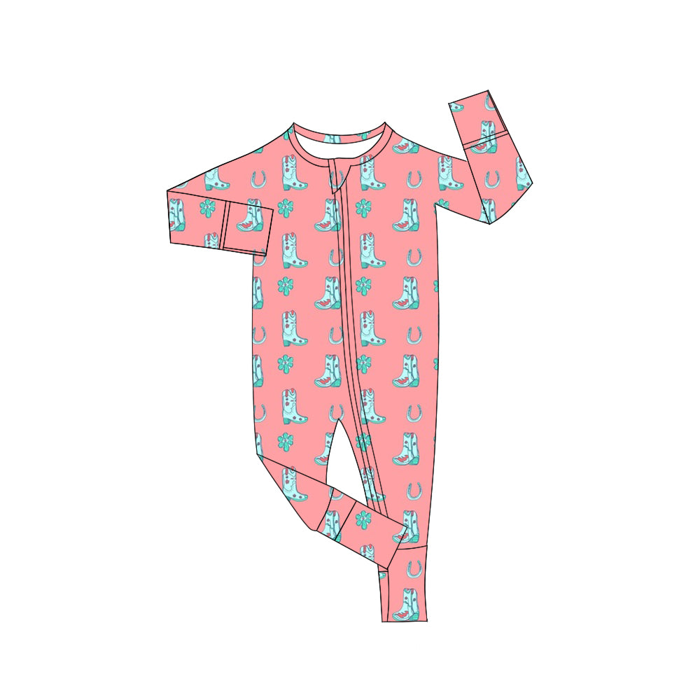 10.11 custom each style moq 5eta 4-6week baby girls clothes boots pink long sleeve rompers