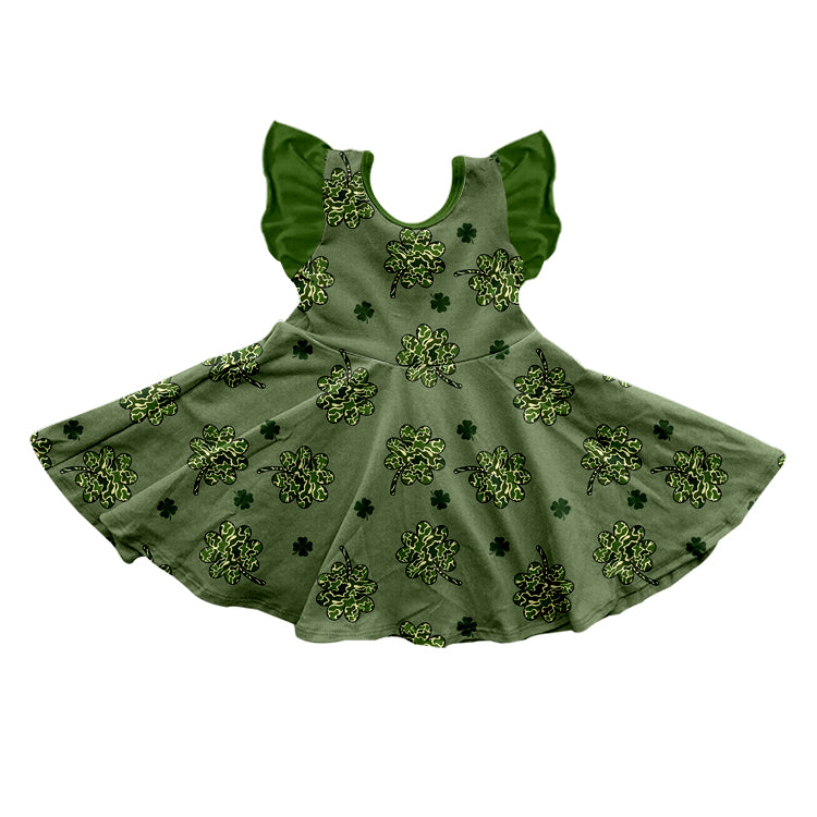 10.16 custom each style moq 5eta 4-6week Sibling Sister lucky green baby girl sets and dress match family design