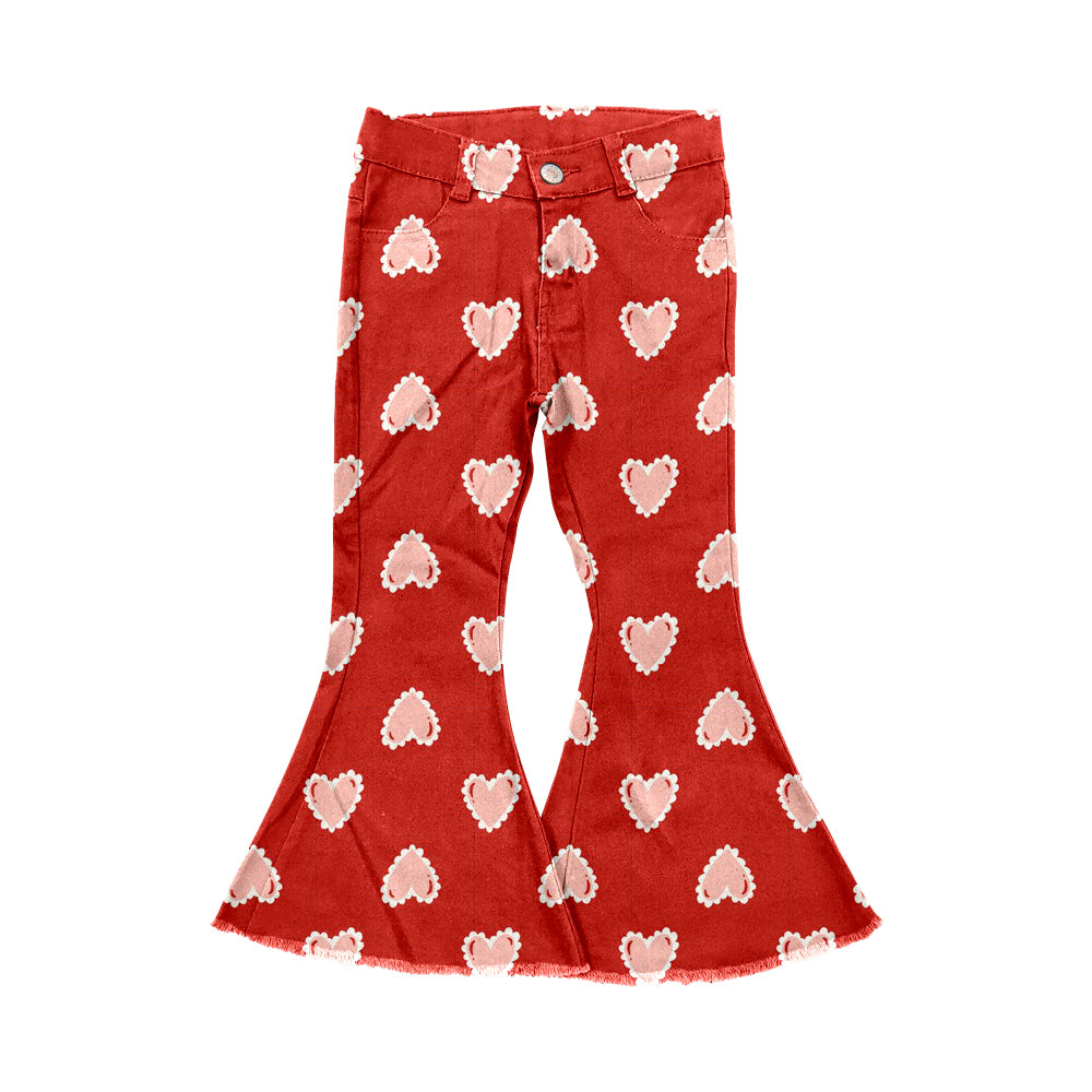 9.14 custom each style moq 5eta 4-6week baby girls clothes love red bell bottom pant jeans pant
