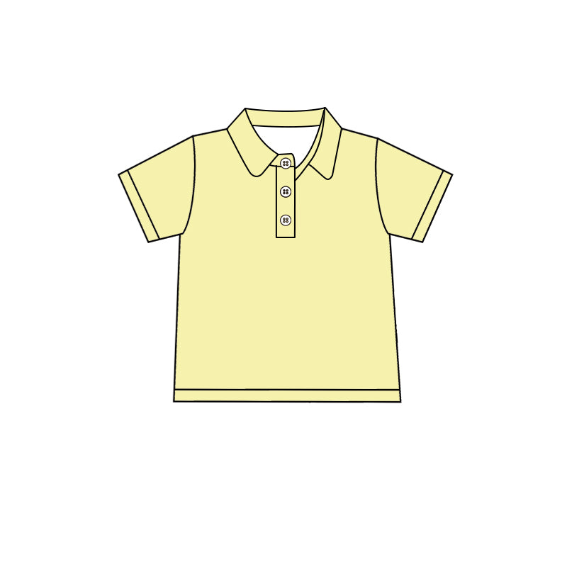 Custom moq 5 boys Blank Cotton short-sleeved polo shirt Butter Yellow Short-Sleeve Polo Shirt