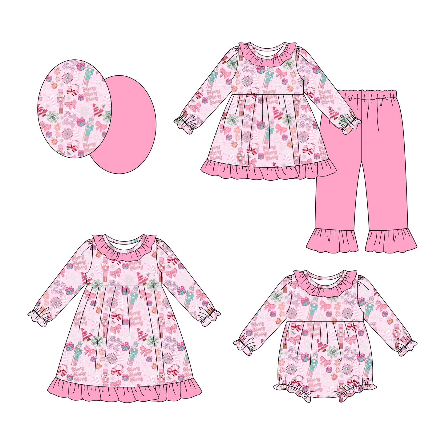 25.8.2 custom each style moq 5eta 4-6week Sibling Sisters Christmas bow baby girl long sleeve pants sets and dress and rompers match family design