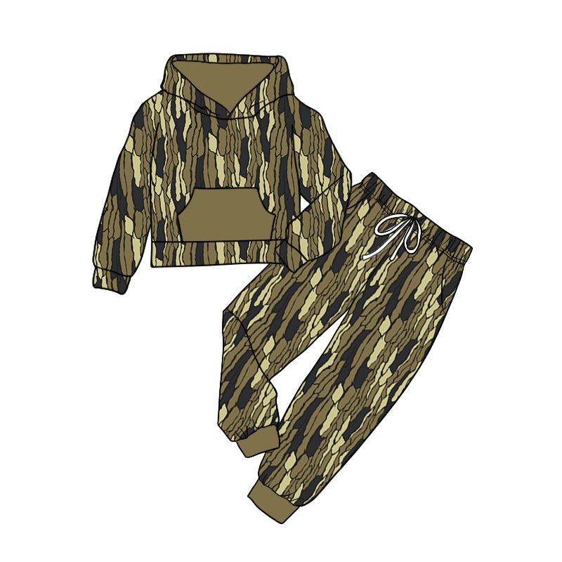 8.31 custom each style moq 5eta 4-6week baby girls clothes camouflage green hooded long sleeve pants sets