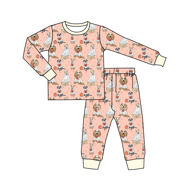 5.9custom each style moq 5eta 4-5week Sibling Sister Halloween style print pink girls outfits and baby rompers and dress match family design