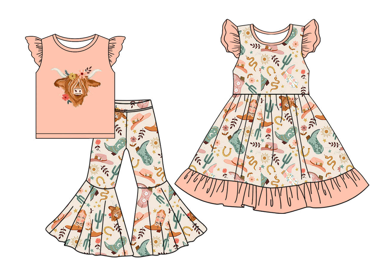 5.6 custom each style moq 5eta 4-6week Sibling Sister boots hat catcus baby girl pants sets and dress match family design
