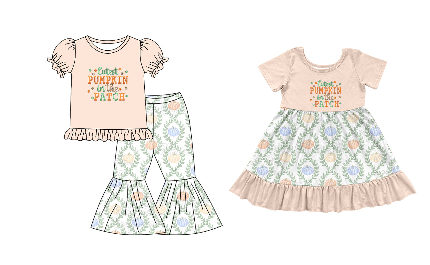 25.5.23 custom each style moq 5eta 4-6week Sibling Sister pumpkin floral baby girl pants sets and dress match family design