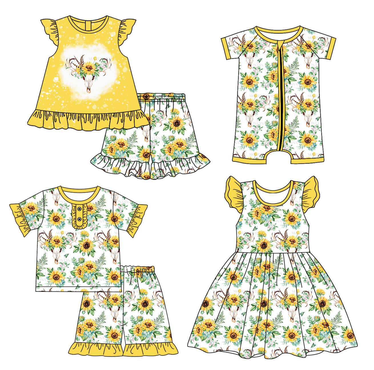 2.25 custom each style moq 5eta 4-6week Sibling Sister cow head floral baby girl short sleeve shorts sets and sets 2 and boy romper and dress match design