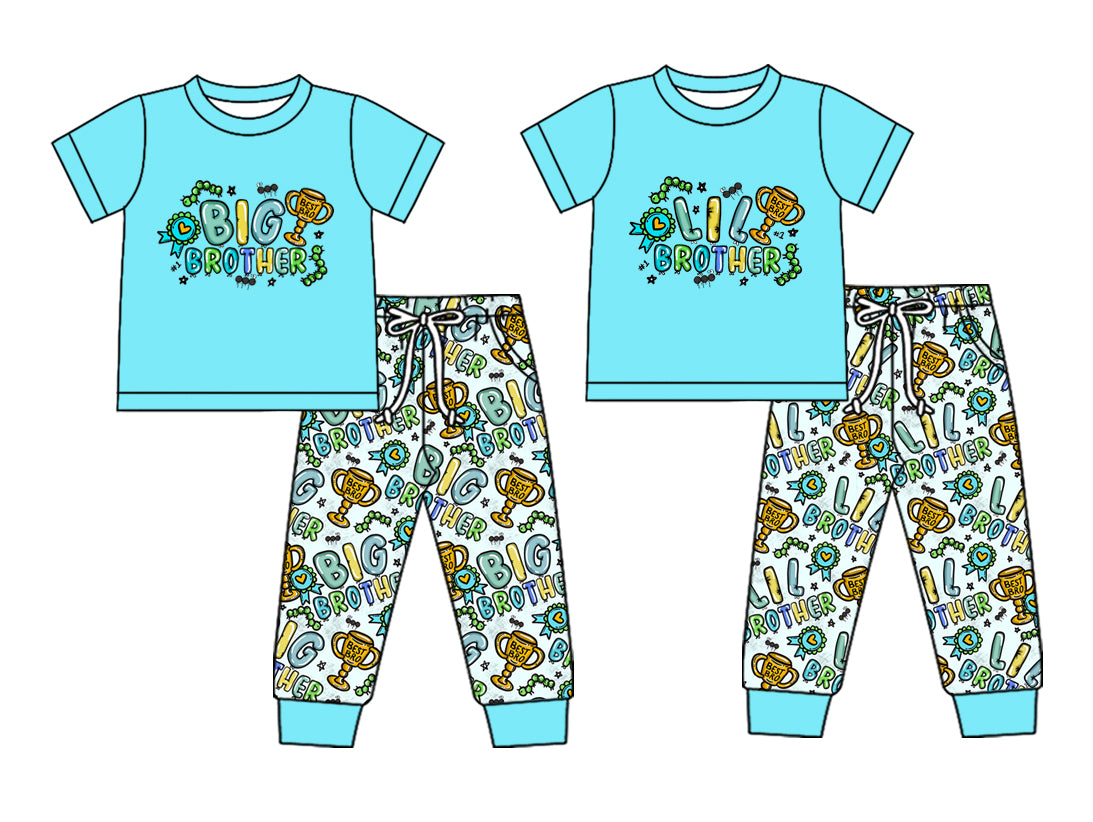 25.11.4 custom each style moq 5 eta 6-8week Sibling Sisters BIG BROTHER baby boy short sleeve pants sets 2 match family design