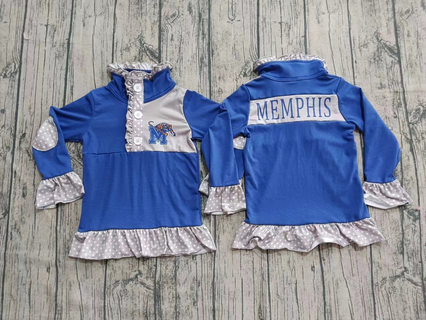 Custom moq 3 eta 6-7weeks kids clothes team blue long sleeve top-25.7.11