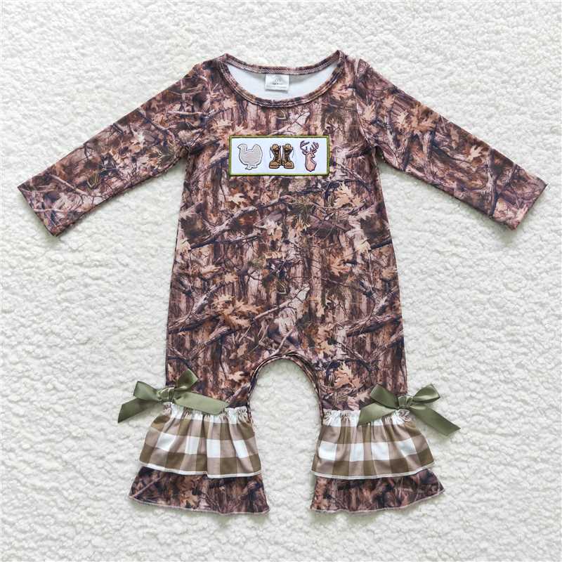RTS NO MOQ(In Stock) LR0526 Baby Girl clothes long sleeve bodysuit with embroidered