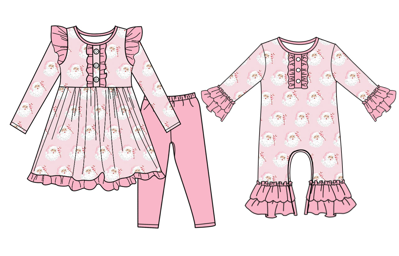 25.6.30 custom each style moq 5eta 4-6week Sibling Sisters Christmas baby girl long sleeve pants sets and rompers match family design