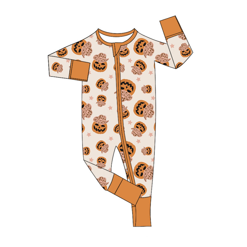 8.6 custom each style moq 5eta 4-6week Sibling Sister pumpkin orange baby boys sets and rompers match family design