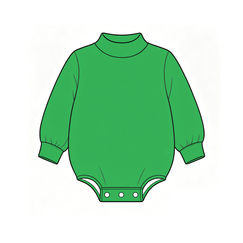 Custom moq 5 boys Blank Cotton Jumpsuit Bright Green Long-sleeve high-neck Jumpsuit