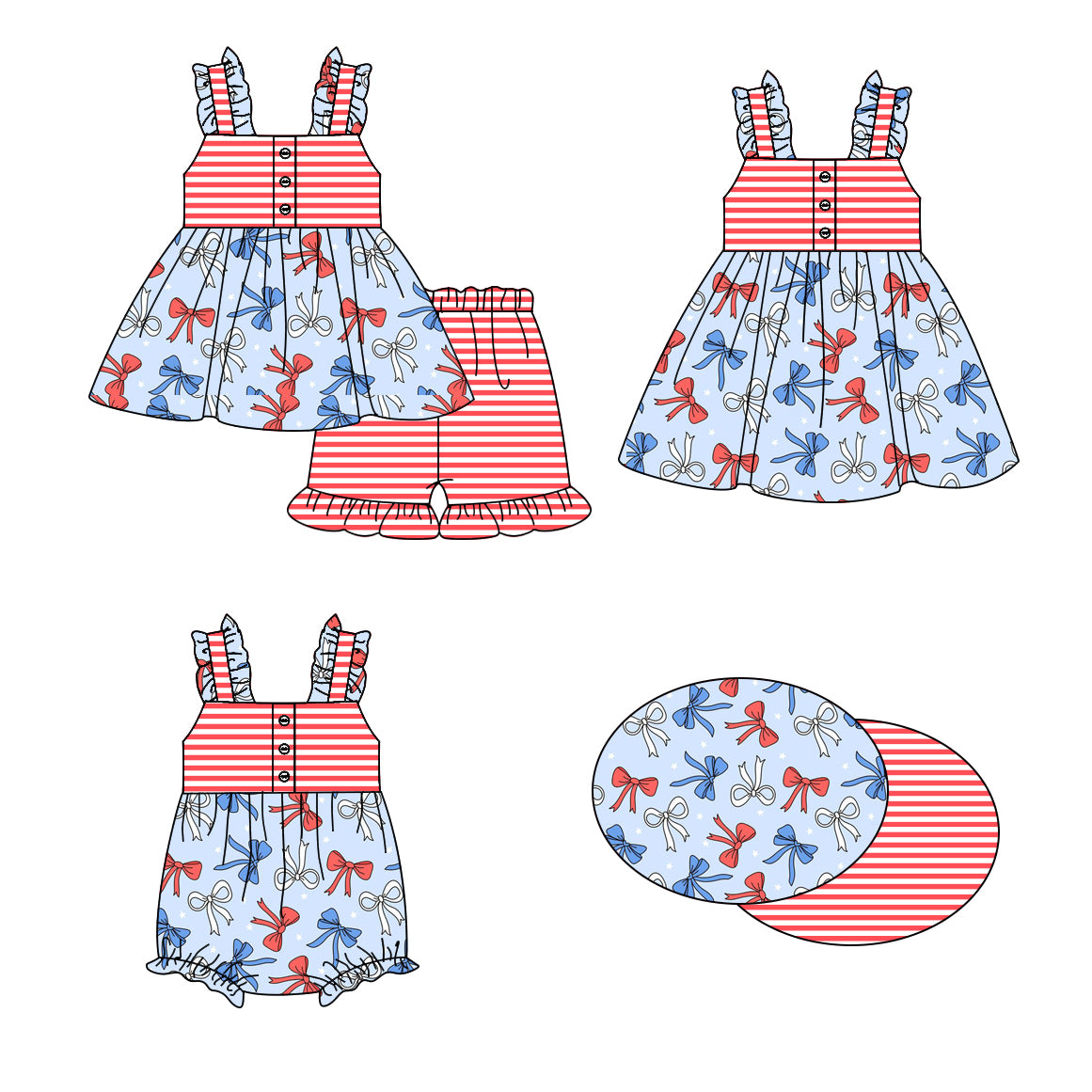 1.16 custom each style moq 5eta 4-6week Sibling Sisters bow baby girl short sleeve shorts sets and dress and rompers match family design