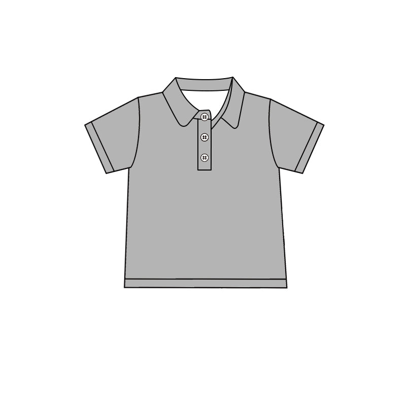 Custom moq 5 boys Blank Cotton short-sleeved polo shirt Light Gray Short-Sleeve Polo Shirt