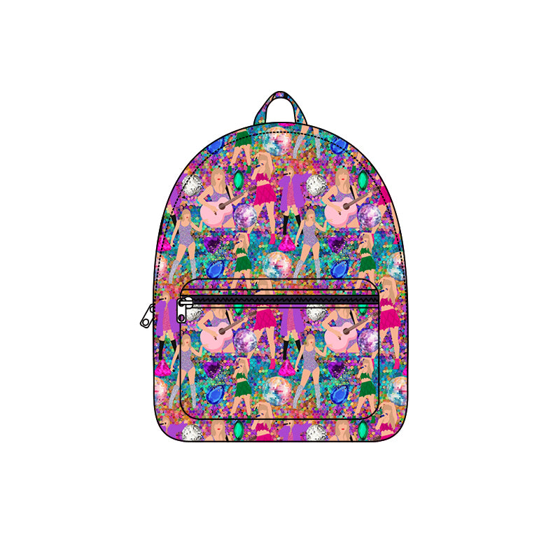 5.8custom each style moq 5eta 4-5week Sibling Sister singing girl prints rose pink girls outfits and adult long pants and backpack match family design