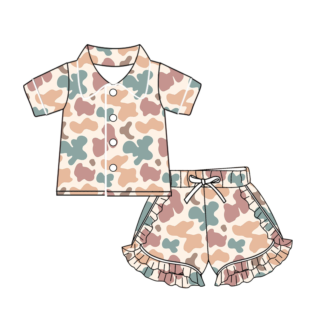 10.23 custom each style moq 5eta 4-6week baby kids clothes camouflage short sleeve shorts pajamas sets