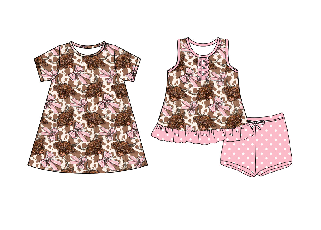 4.4 custom each style moq 5eta 4-6week Sibling Sister alpine floral baby girl short sleeve shorts sets and dresses match design
