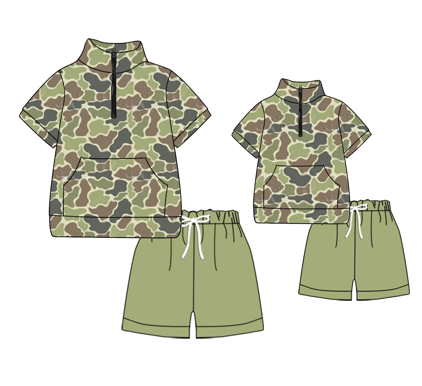 11.13 custom each style moq 5eta 4-6week Sibling Sister camouflage baby boys short sleeve shorts sets and adult sets match design
