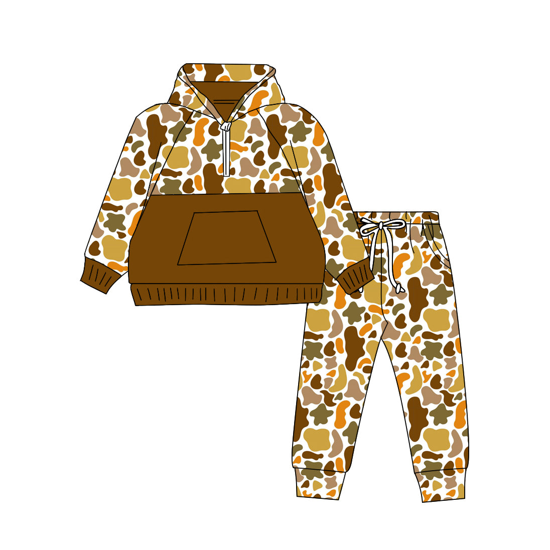 9.8 custom each style moq 5eta 4-6week baby boy clothes camouflage brown long sleeve pants sets
