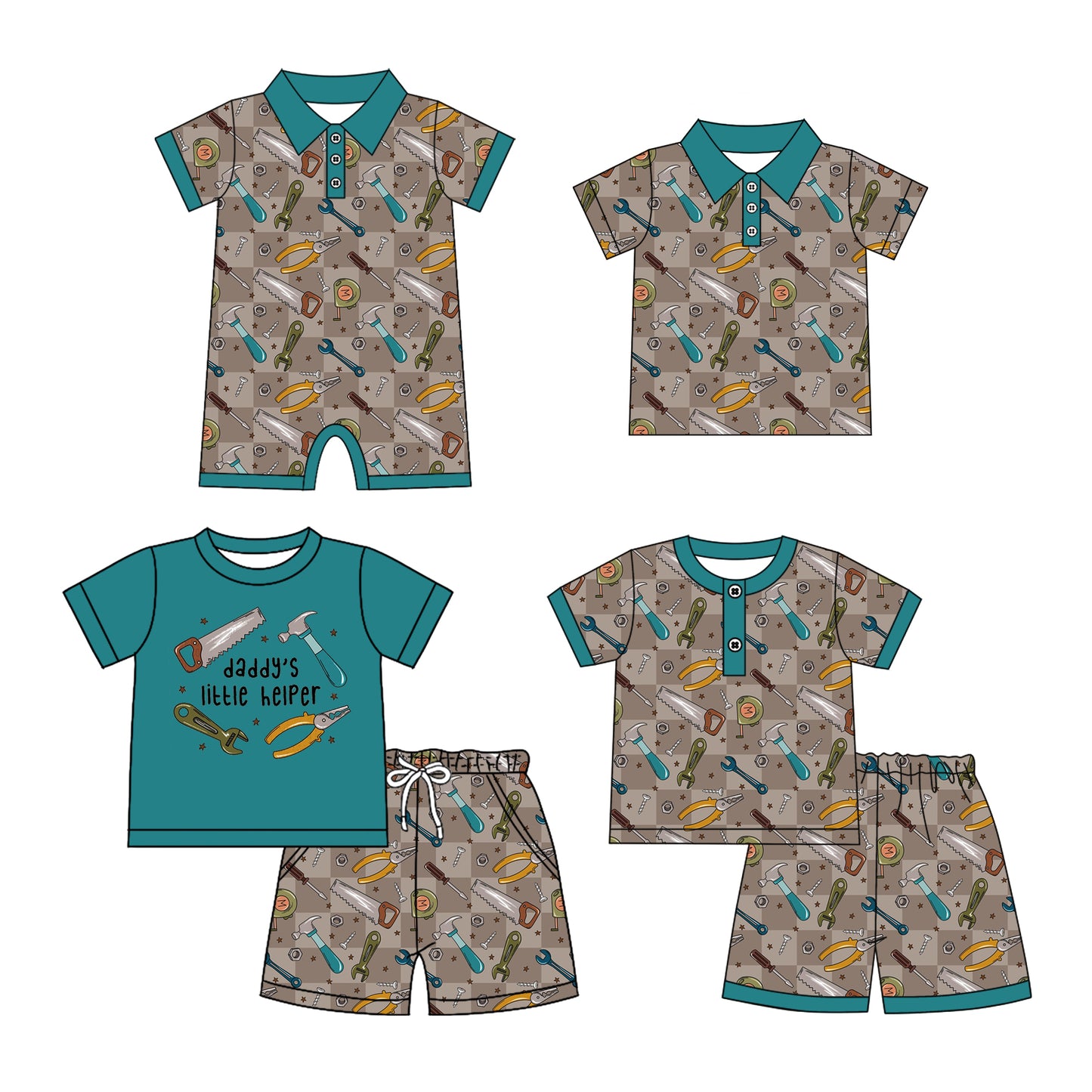 4.12 custom each style moq 5eta 4-6week Sibling Sister baby boy sets 1 and sets 2 and boy rompers and top match family design